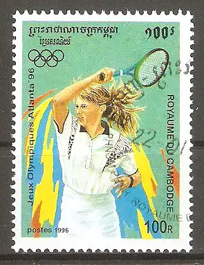 Briefmarke Kambodscha Mi.Nr. 1555 o Olympische Sommerspiele Atlanta 1996 / Tennis #