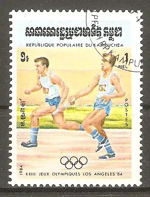 Briefmarke Kambodscha Mi.Nr. 571 o Olympische Sommerspiele Los Angeles 1984 / Staffellauf #