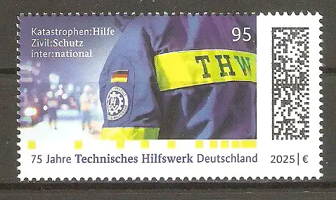 Briefmarke BRD Mi.Nr. 3922 ** 75 Jahre THW 2025 / Technisches Hilfswerk #