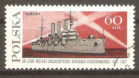 Briefmarke Polen Mi.Nr. 1793 o 50. Jahrestag der Oktoberrevolution 1967 / Kreuzer „Aurora“ #