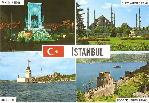 Ansichtskarte Türkei - Istanbul / Taksim Abidesi, Sultanahmet Camii, Kiz Kulesi, Bogazici Rumelihisar (2923)