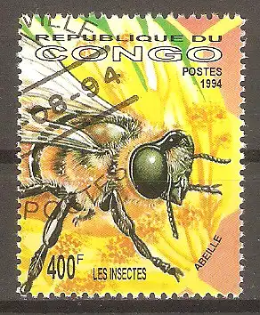 Briefmarke Kongo-Brazzaville Mi.Nr. 1420 o Insekten und Spinnentiere 1994 / Honigbiene #