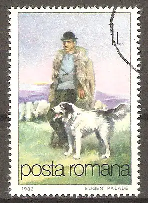 Briefmarke Rumänien Mi.Nr. 3851 o Der Hund als Freund des Menschen 1982 / Schäfer mit Hütehund #