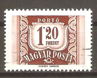Briefmarke Ungarn Portomarke Mi.Nr. 238 Y o Ziffern im Wappenschild 1965 #