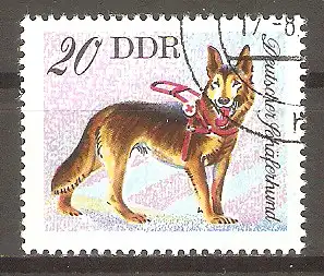 Briefmarke DDR Mi.Nr. 2157 o Hunderassen 1976 / Deutscher Schäferhund #