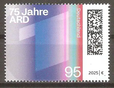 Briefmarke BRD Mi.Nr. 3911 ** 75 Jahre ARD 2025 / Emblem der Arbeitsgemeinschaft der öffentlich-rechtlichen Rundfunkanstalten #