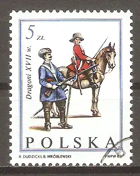 Briefmarke Polen Mi.Nr. 2870 o 300. Jahrestag des Sieges über die Türken am Kahlenberg bei Wien 1983 / Dragoner #