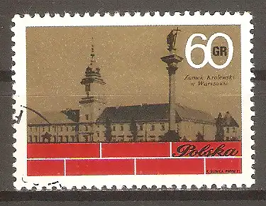 Briefmarke Polen Mi.Nr. 2118 o Wiederaufbau des Königlichen Schlosses in Warschau 1971 / Königliches Schloss Warschau #