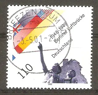 Briefmarke BRD Mi.Nr. 2048 o Vollstempel Briefzentrum 50 / 50. Jahrestag der Beendigung der Blockade Berlins 1999 #