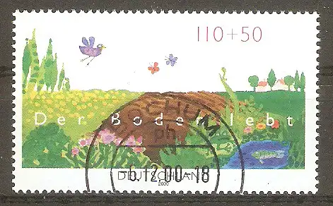 Briefmarke BRD Mi.Nr. 2116 o Tagesstempel Bochum / Naturschutz 2000 / Der Boden als Lebensraum für Fauna und Flora #