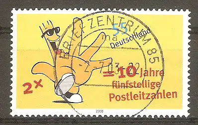 Briefmarke BRD Mi.Nr. 2344 o Vollstempel Briefzentrum 85 / Post! 10 Jahre fünfstellige Postleitzahlen 2003 / Maskottchen Rolf #