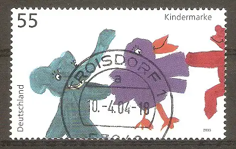 Briefmarke BRD Mi.Nr. 2360 o Tagesstempel Troisdorf / Kindermarke 2003 / Tiere tanzen Ringelreihen #