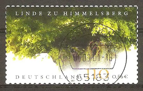 Briefmarke BRD Mi.Nr. 2217 o Vollstempel Wiesbaden / Naturdenkmäler in Deutschland 2001 / Linde von Himmelsberg #