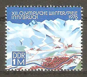 Briefmarke DDR Mi.Nr. 2105 ** Olympische Winterspiele Innsbruck 1975 / Ansicht von Innsbruck und Umgebung #