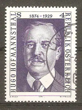 Briefmarke Österreich Mi.Nr. 1438 o 100. Geburtstag von Hugo von Hofmannsthal 1974 / Dichter #