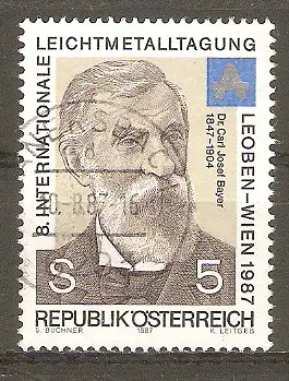 Briefmarke Österreich Mi.Nr. 1889 o Internationale Leichtmetalltagung 1987 / Carl Josef Bayer (Chemiker) #