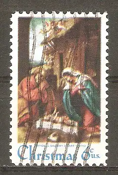 Briefmarke USA Mi.Nr. 1016 o Weihnachten 1970 / Gemälde von Lorenzo Lotto "Die Geburt Christi" #