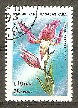 Briefmarke Madagaskar Mi.Nr. 1573 o Orchideen 1993 / Cephalanthera rubra #
