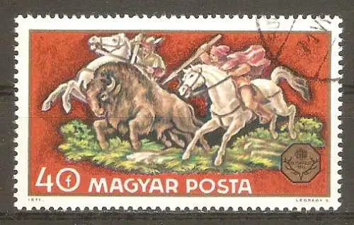 Briefmarke Ungarn Mi.Nr. 2664 A o Welt-Jagdausstellung Budapest 1971 / Jagd auf Wisent #