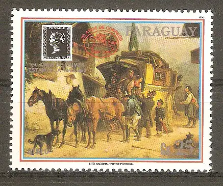Briefmarke Paraguay Mi.Nr. 4480 ** Postkutschen 1990 #