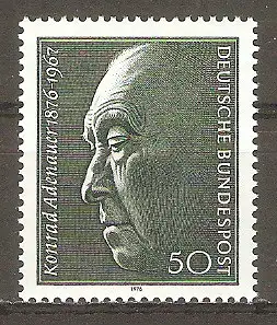 Briefmarke BRD Mi.Nr. 876 ** 100. Geburtstag von Konrad Adenauer 1976 / 1. deutscher Bundeskanzler #