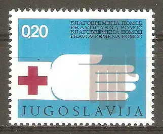 Briefmarke Jugoslawien Zwangszuschlagsmarke Mi.Nr. 48 ** Rotes Kreuz 1975 / Hände #