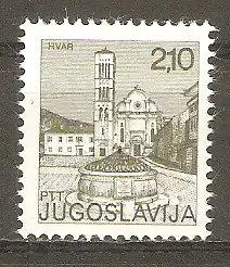Briefmarke Jugoslawien Mi.Nr. 1596 x ** Freimarke Sehenswürdigkeiten 1975 / Brunnen und Dom in Hvar #