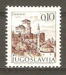 Briefmarke Jugoslawien Mi.Nr. 1465 ** Freimarke Sehenswürdigkeiten 1972 / Bauten in Gradačac #