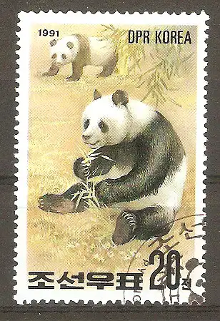 Briefmarke Korea-Nord Mi.Nr. 3166 o Internationale Briefmarkenausstellung PHILANIPPON 1991 in Tokyo / Riesenpanda (Ailuropoda melanoleuca) #