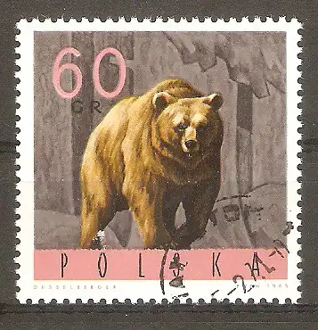 Briefmarke Polen Mi.Nr. 1639 o Tiere des Waldes 1965 / Braunbär (Ursus arctos) #