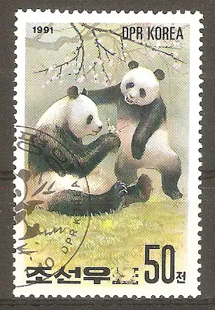 Briefmarke Korea-Nord Mi.Nr. 3169 o Internationale Briefmarkenausstellung PHILANIPPON 1991 in Tokyo / Riesenpanda (Ailuropoda melanoleuca) #