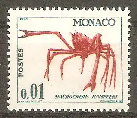 Briefmarke Monaco Mi.Nr. 773 ** Fauna und Flora 1964 / Japanische Riesenkrabbe (Macrocheira kaempferi) #