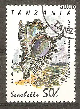 Briefmarke Tanzania Mi.Nr. 1252 o Meeresschnecken und Muscheln 1992 / Stachelschnecke (Murex ramosus) #