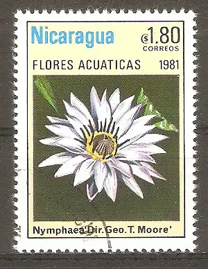Briefmarke Nicaragua Mi.Nr. 2204 o Wasserblumen 1981 / Nymphaea „Dir. Geo. T. Moore“ #