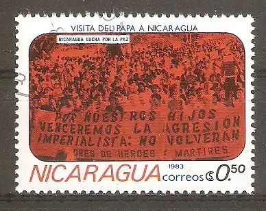 Briefmarke Nicaragua Mi.Nr. 2371 o Besuch von Papst Johannes Paul II. 1983 / Demonstration #