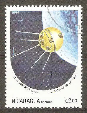 Briefmarke Nicaragua Mi.Nr. 2500 o Jahrestage der Weltraumfahrt 1984 / Luna 1 #