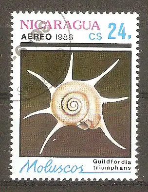 Briefmarke Nicaragua Mi.Nr. 2891 o Muscheln und Meeresschnecken 1988 / Guildfordia triumphans #