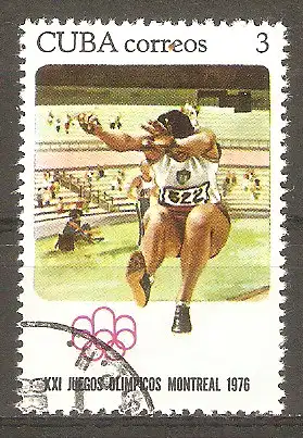 Briefmarke Cuba Mi.Nr. 2137 o Olympische Sommerspiele Montreal 1976 / Weitsprung #
