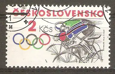 Briefmarke Tschechoslowakei Mi.Nr. 2783 o Olympische Bewegung 1984 / Radrennfahren #