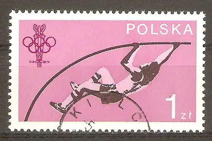 Briefmarke Polen Mi.Nr. 2612 o 60 Jahre Polnisches Olympisches Komitee 1979 / Stabhochsprung #