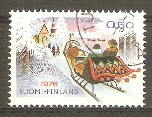 Briefmarke Finnland Mi.Nr. 793 o Weihnachten 1976 / Traditionelle Schlittenfahrt zur Christmette #