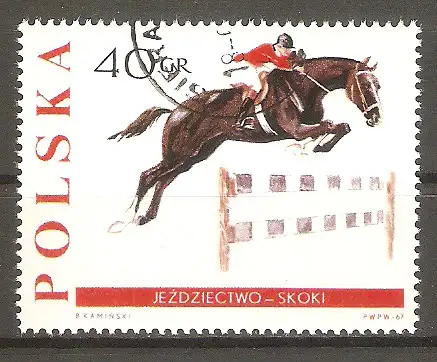 Briefmarke Polen Mi.Nr. 1742 o Pferdesport 1967 / Springreiten #