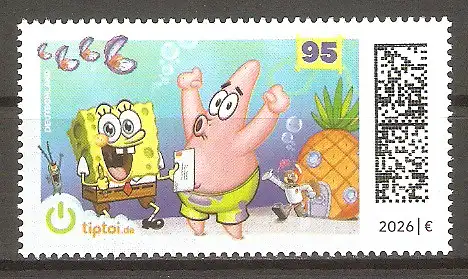 Briefmarke BRD Mi.Nr. 3958 ** SpongeBob Schwammkopf 2026 / Zeichentrickfiguren von Stephen McDannell Hillenburg #