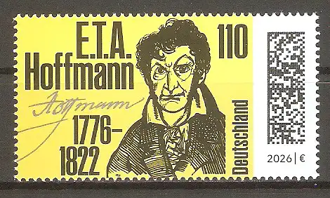 Briefmarke BRD Mi.Nr. 3944 ** 250. Geburtstag von E.T.A. Hoffmann 2026 / Deutscher Schriftsteller, Künstler, Komponist und Jurist #
