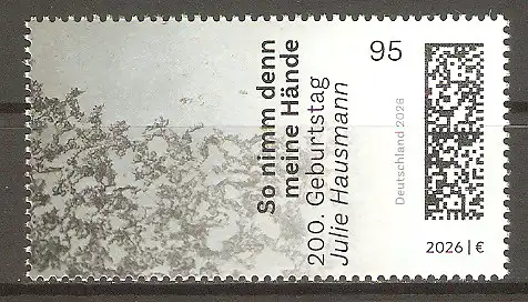Briefmarke BRD Mi.Nr. 3956 ** 200. Geburtstag von Julie Hausmann 2026 / Deutsche Dichterin geistlicher Lieder #