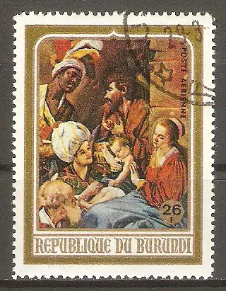 Briefmarke Burundi Mi.Nr. 465 A o Weihnachten 1968 / Madonnengemälde von J. B. Maino #