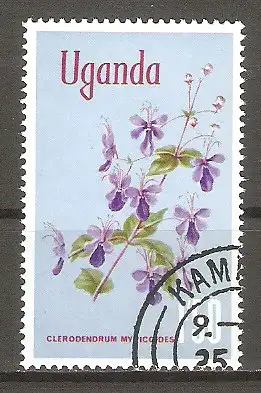 Briefmarke Uganda Mi.Nr. 115 o Einheimische Flora 1969 / Blauflügelchen (Clerodendrum myricoides) #