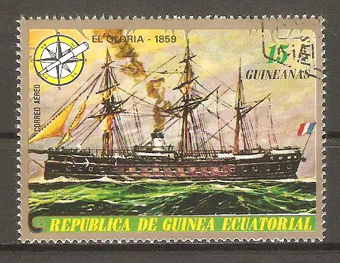 Briefmarke Äquatorial-Guinea Mi.Nr. 1004 o Schiffe 1976 / Dampfsegler "El Gloria" #
