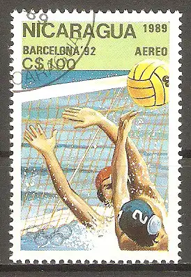 Briefmarke Nicaragua Mi.Nr. 2959 o Olympische Sommerspiele Barcelona 1989 / Wasserball #