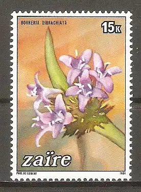 Briefmarke Zaire Mi.Nr. 854 ** Blumen 1984 / Borreria dibrachiata #